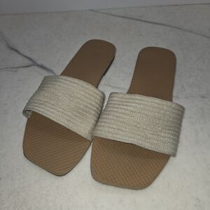 Women's Cream Slide Sandals